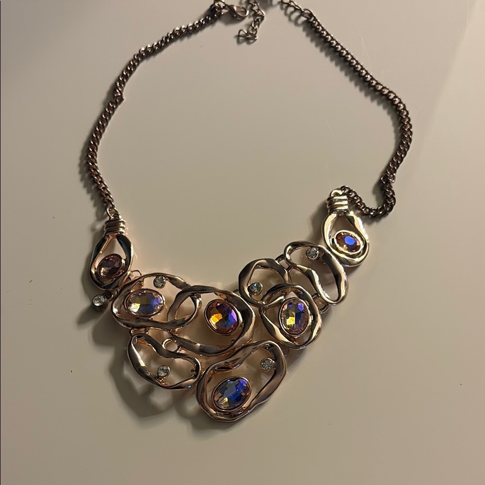 Intricate Gold and Purple Statement Necklace